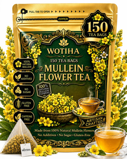 WOTIHA Mullein Leaf Tea Bags 150 Ct - Pure Herbal Tea for Lung Health