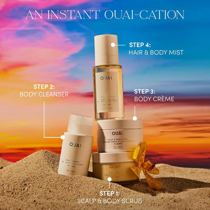 OUAI Scalp & Body Scrub, St. Barts - Exfoliating Body Scrub with Sugar & Coconut Oil Blend for Smooth, Moisturized Skin - Gentle Scalp Exfoliator for Removing Product Build Up (8.8 Oz)