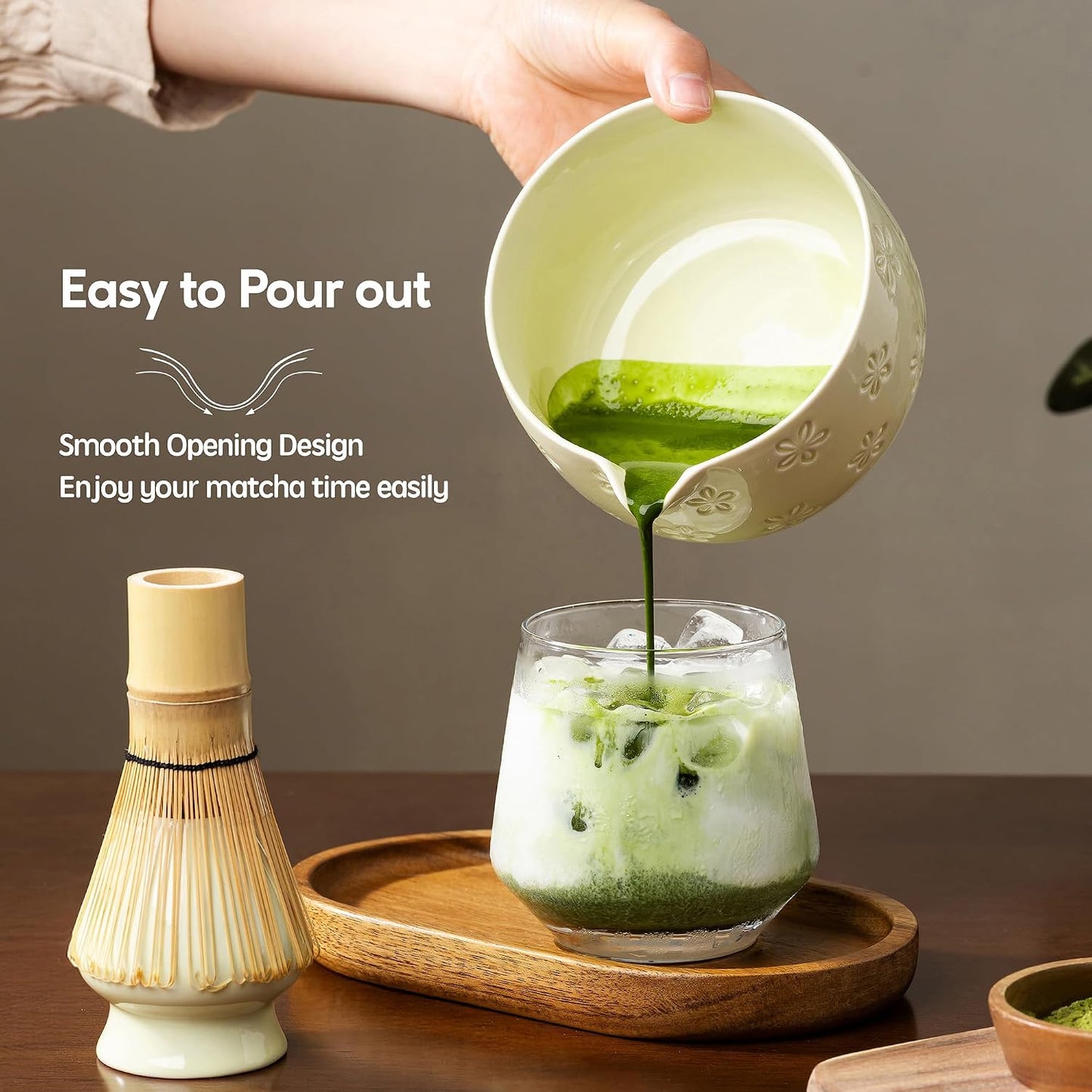 Matcha Whisk Set, Ceramic Matcha Set, 6 Pcs Matcha Kit Includes Matcha Bowl, Matcha Whisk with Holder, Bamboo Scoop, Scoop Rest, Sifter, Ceremonial Matcha Tea Set, Perfect Gifts, Blue