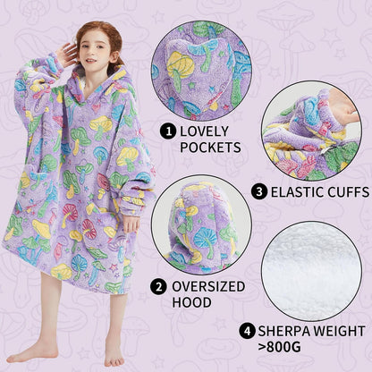 Fiosnow Glow in the Dark Unicorn Blanket Hoodies for Kids 6-13YR Oversize Wearable Blanket Hoodies for Boys Girls Teens