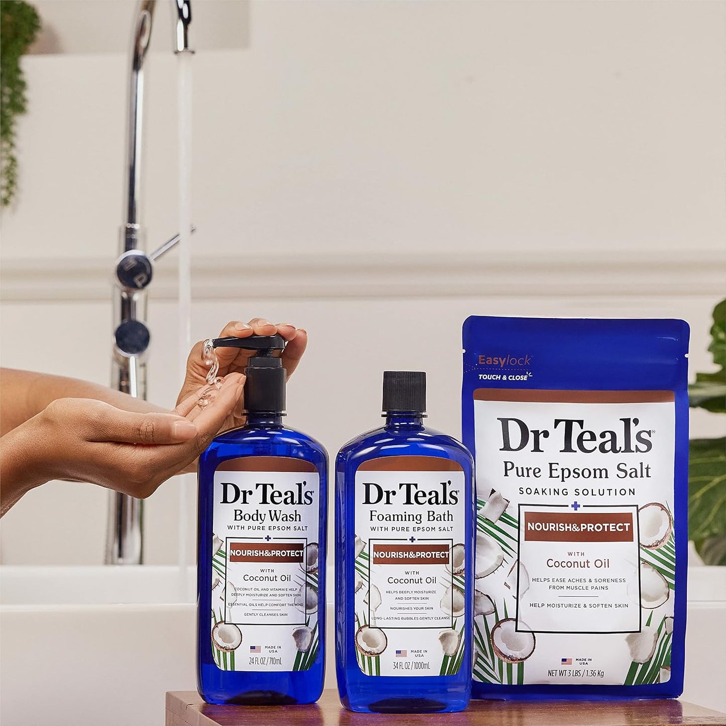 Dr Teal's Epsom Salt Magnesium Soak, Nourish & Protect with Coconut Oil, 3 lbs