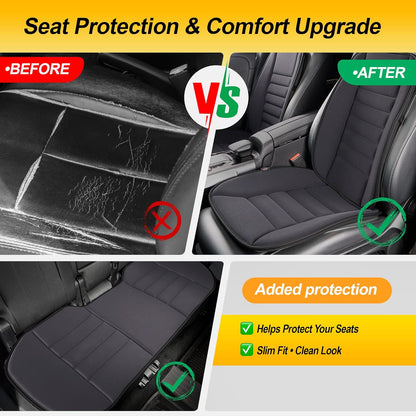 kingphenix Car Seat Cushion with Back Support Pillow: Enhanced Comfort Memory Foam Design for Pain Relief, Ideal for Drivers and Office Use - Ergonomic Lumbar Comfort for Long Sitting - Black