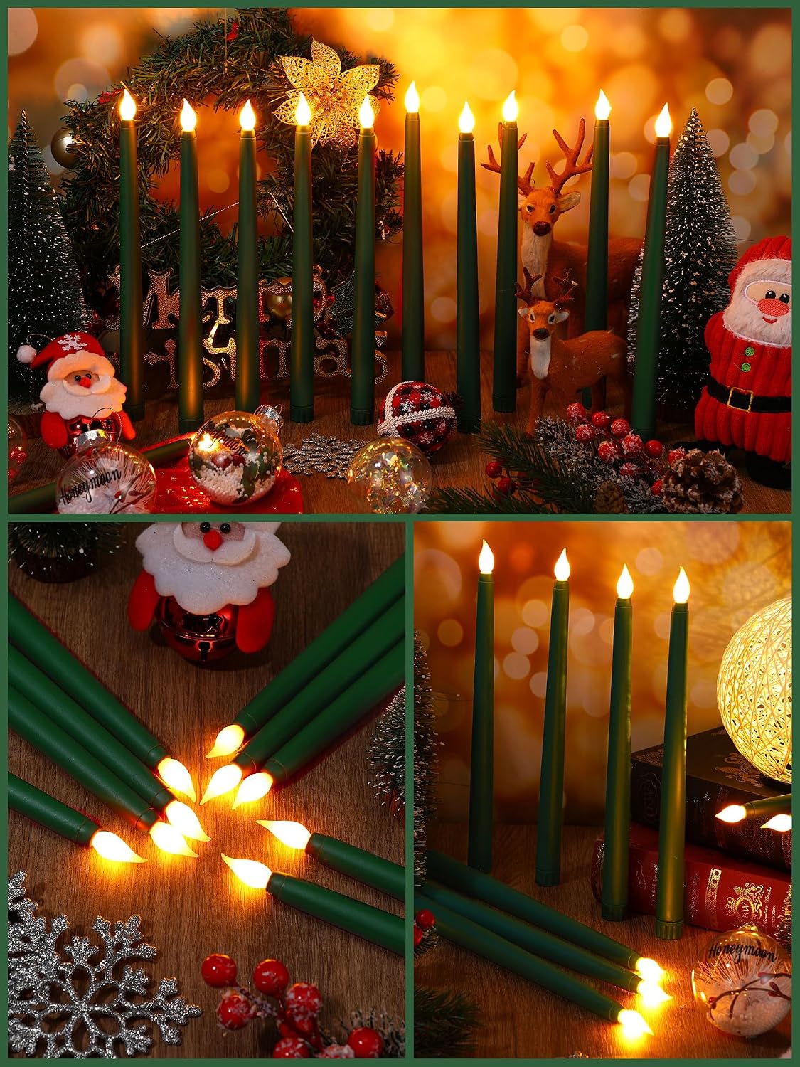 Treela 24 Pcs Flameless Taper Candles Battery Operated Bulk Fake Candles Light LED Candle Sticks Flickering Tapered for Easter Wedding Anniversary Decoration(Basic,11 Inch,Ivory)