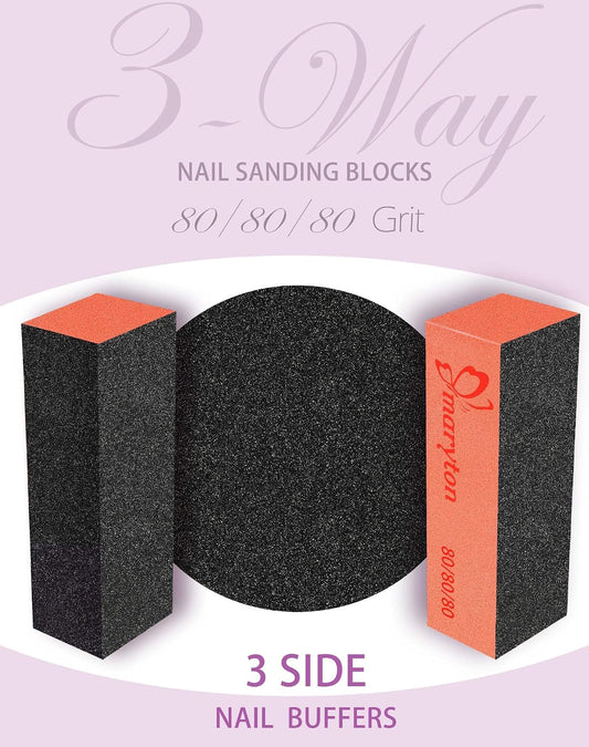 Maryton Nail Buffer Sanding Block Polisher Buffing File 60/100 Grit for Acrylic Nail Art Kit Manicure Tools 10 PCS (Black Purple)