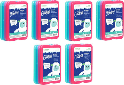 Cool Coolers by Fit & Fresh 4 Pack XL Slim Ice Packs, Quick Freeze Space Saving Reusable Ice Packs for Lunch Boxes or Coolers