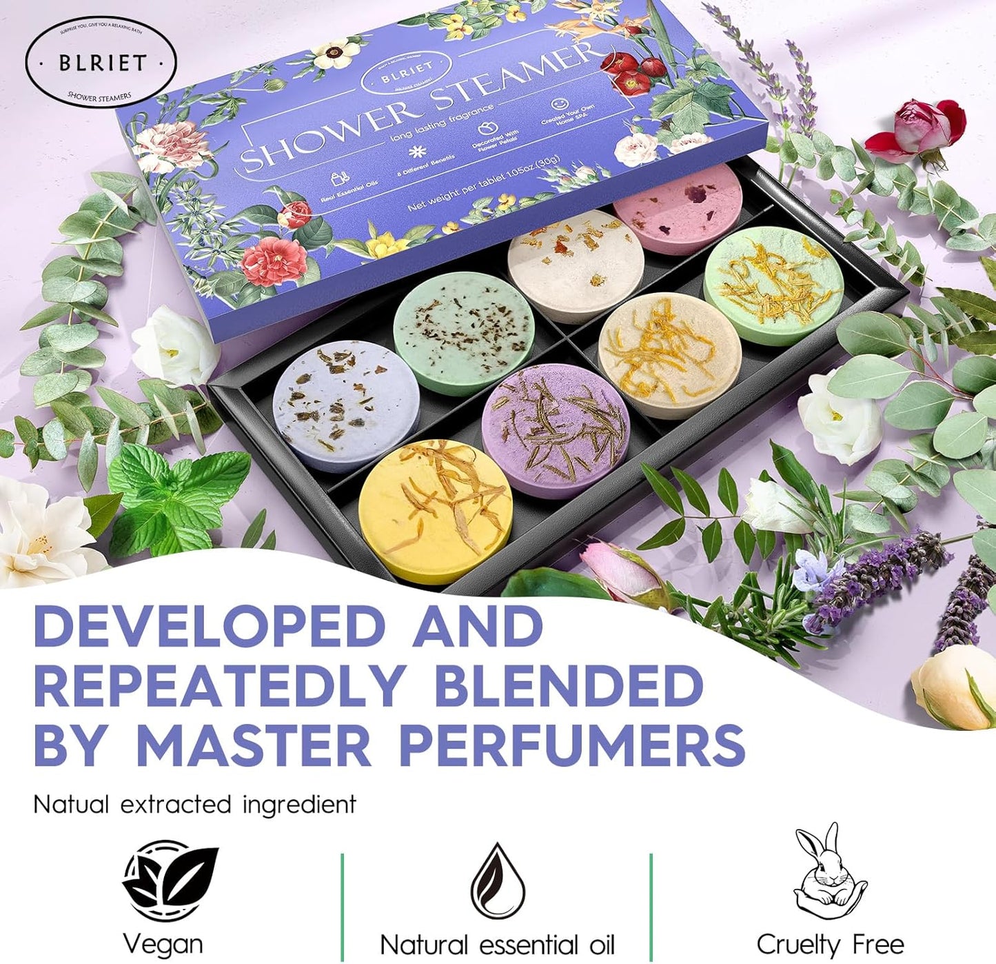 Shower Steamers Aromatherapy Blriet Gifts for Women, Teen Girls, Wife, Her, Mom, Father Days, Daughter, Grandma Basket Stuffers Birthday Gifts Decoration Travel Essentials Self Care Home Spa 8 Pack