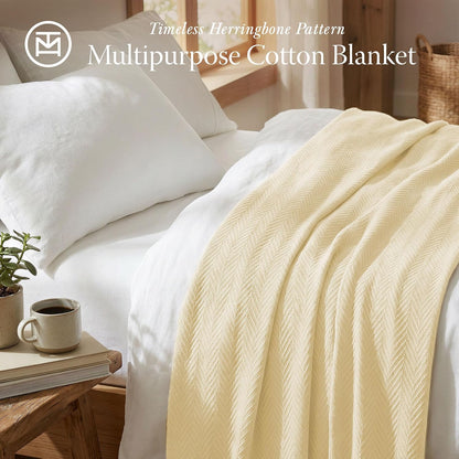 Threadmill Travel Blanket Cotton Viscose from Bamboo - Airplane Premium Soft Flight Grey Throw Blanket in Cloth Bag (Grey Color) Compact & Portable Blanket for Travel, Car, Picnic & Camping