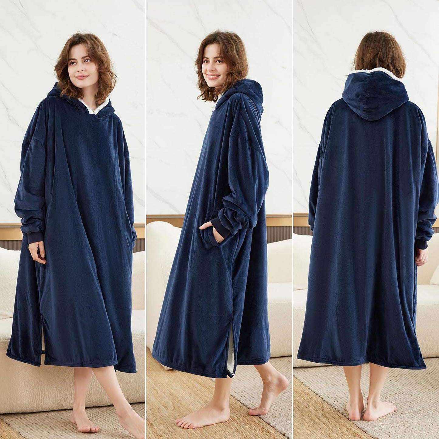 LetsFunny Blanket Hoodie,Oversized Wearable Sherpa Fleece Blanket Sweatshirt,Super Soft Warm Cozy with Giant Pocket,Gifts for Women Men Adults Teenagers, One Size Fits All