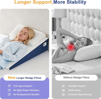 Yojoker Extra-Long Wedge Pillow, 34" Bed Incline Cushion for Sleeping, Back & Arm Support, After Surgery, Acid Reflux, Snoring Relief, Foam Triangle Pillow