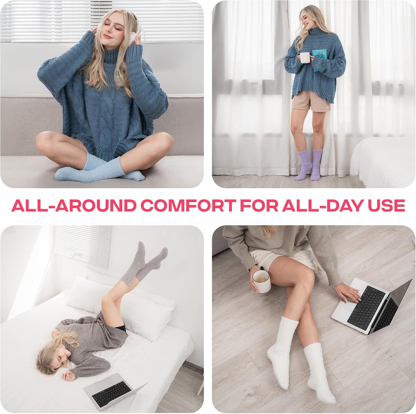 COOLMATE Fuzzy Socks for Women Gift Box – Cozy Soft Cloud Socks for Spa Home, Mother’s Day Gifts for Mom Grandma