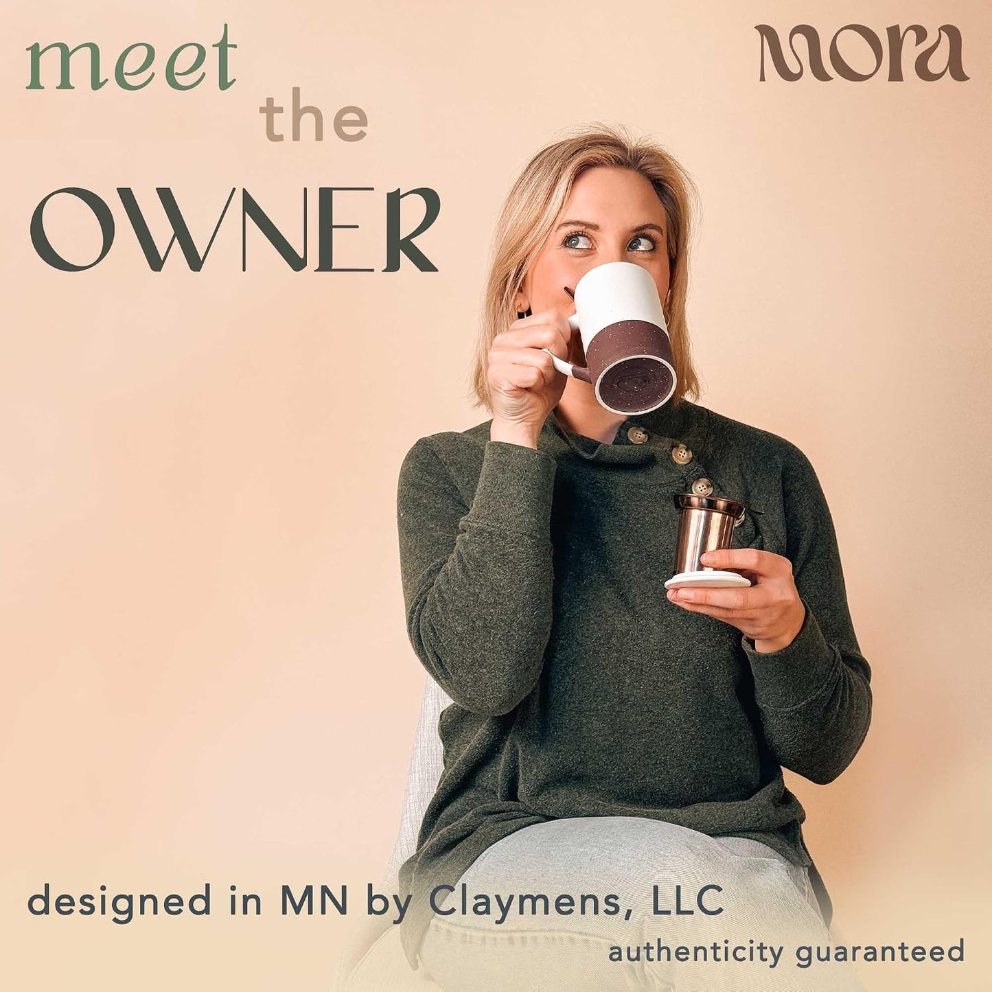 Mora Ceramics Tea Cup with Loose Leaf Infuser, Spoon and Lid, 12 oz, Microwave and Dishwasher Safe Coffee Mug - Rustic Matte Ceramic Glaze, Modern Herbal Tea Strainer - Great Gift for Women, Garnet