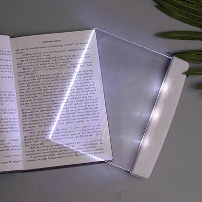 Juesi Flat Book Light Page Book Light for Reading in Bed at Night Clear LED Book Full Page Light Illuminator Panel Plate Lamp Board Wireless (White)