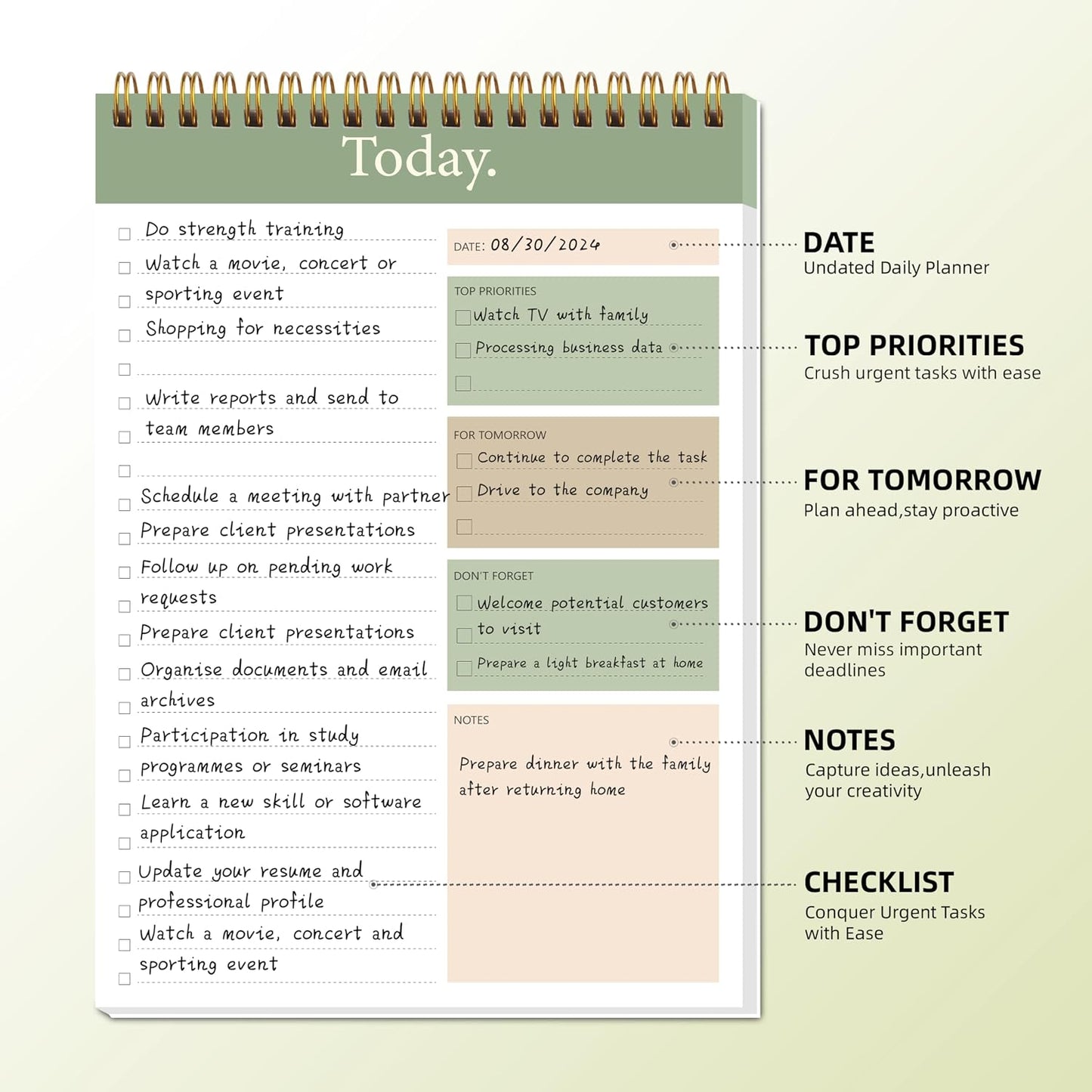 104 Pgs To Do List Notepad - Daily Planner Notepad Undated 52 Duplex-Printed Undated Sheets Tear Off, 6.5" x 9.8" Checklist Productivity Organizer with Hourly Schedule for Tasks