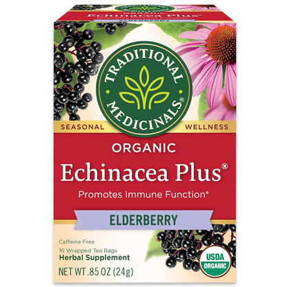 Traditional Medicinals Organic Echinacea Plus Elderberry, 16 Tea Bags