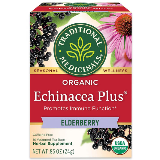Traditional Medicinals Organic Echinacea Plus Elderberry, 16 Tea Bags