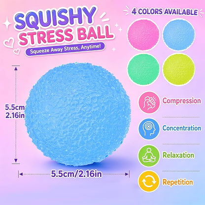 4PCS Textured Stress Balls, Squeeze Balls Fidget Balls for Anxiety Stress Relief, Squishies Fidget Toys for Teens and Adults, Sugar Balls for Classroom Prize Favors Easter Basket Stuffers