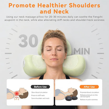 Yunari 3-in-1 Cordless Cervical Neck Support Pillow with Gentle Heat and Airbag Compression, Ergonomic Vibration Pillow for Home, Office and Travel Relaxation (Grey)