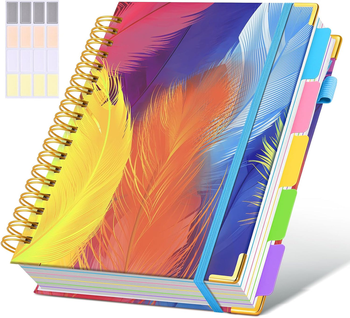 Hardcover Spiral Notebook journal with Removable Dividers Tabs, 300 Pages Leather 5 Subject Notebook College Ruled, 8"x10" Large B5 Notebooks for Work School Note taking, Lined Journal for Women,Black