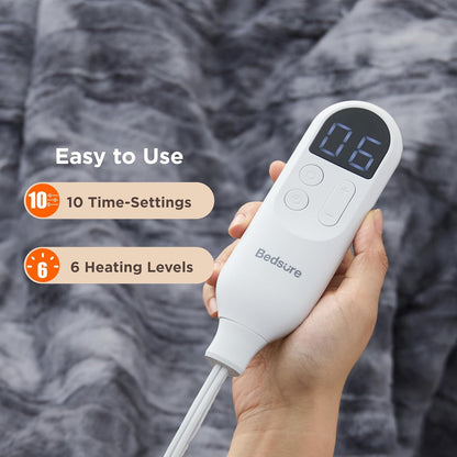 Bedsure Heated Blanket Throw Blanket with Preheat Function - Fast Heating Electric Blanket, Soft Flannel Throw with 6 Time Settings(Up to 10H), 6 Heating Settings, Gifts for Grandma (50"x60", Cream)
