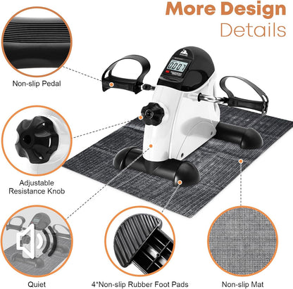 Mini Exercise Bike, AGM Under Desk Bike Pedal Exerciser Foot Cycle Arm & Leg Pedal Exerciser with LCD Screen Displays