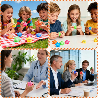 SHQDD 12PCS Bulk Star Stress Balls for Adults & Kids - Motivational Quotes Soft Foam Stress Relief Squeeze Toys, Fidget Anxiety & Anger Relief at Work/School/Home, Perfect Party Favors (Multi-Color)