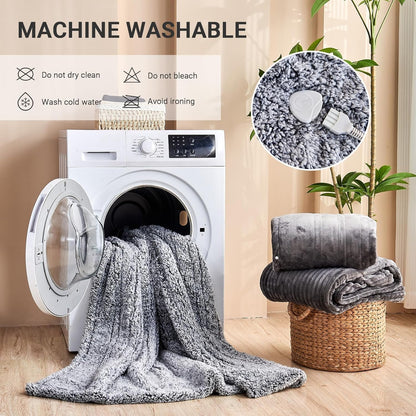 Electric Blanket Heated Throw, Soft Flannel 50"x60" Heating Blanket with 8 Hours Auto Off 10 Fast Heating Levels Machine Washable Sherpa Heated Blanket with Overheating Protection