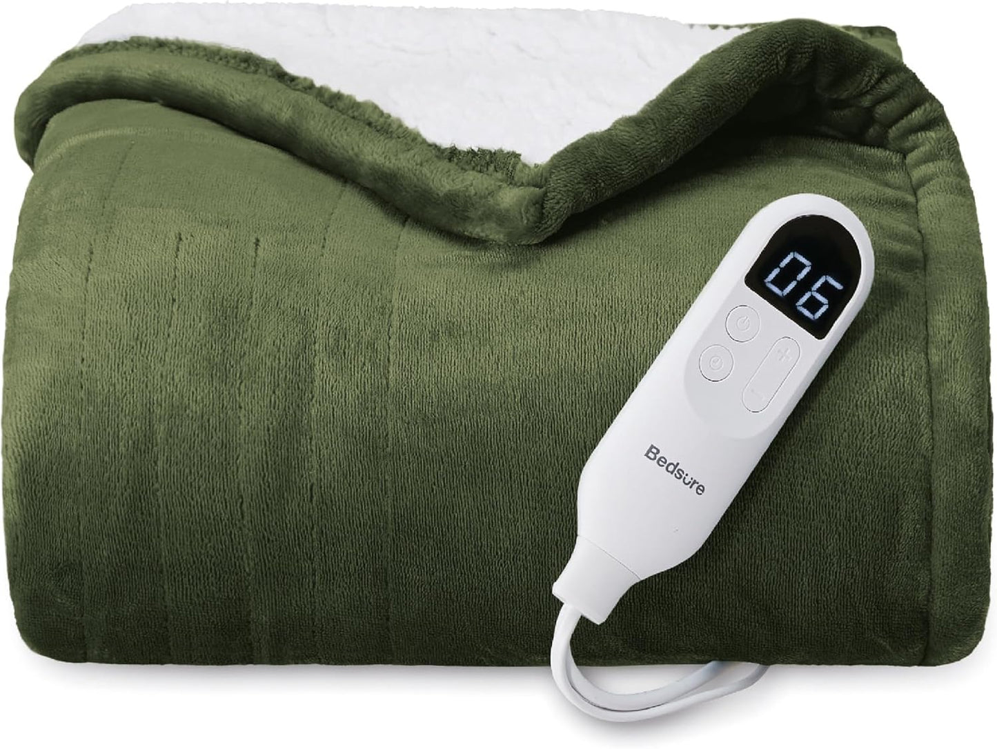 Bedsure Heated Blanket Throw Blanket with Preheat Function - Fast Heating Electric Blanket, Soft Flannel Throw with 6 Time Settings(Up to 10H), 6 Heating Settings, Gifts for Grandma (50"x60", Cream)