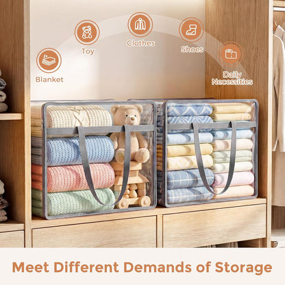 Clear Storage Bags for Clothes, 45L Closet Organizers and Storage