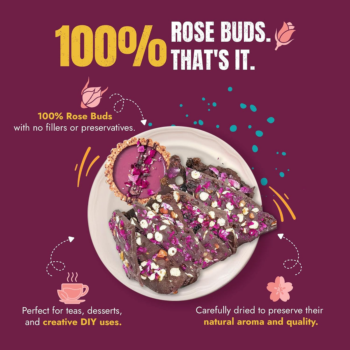 Suncore Foods Rose Buds 1.5oz | Premium Edible Flowers for Tea & Baking