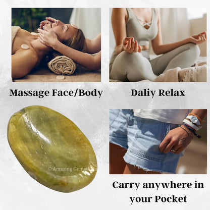 Amazing Gemstone Labradorite Thumb Worry Stone, Anxiety Stone, Healing Crystals - Piedra Crystal Fidget for Gift, Meditation, Calming, Relaxation, Stress Relief - Colors A
