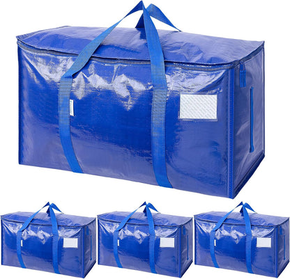 TICONN Extra Large Moving Bags Heavy Duty with Zippers & Carrying Handles, Durable Storage Bags Moving Boxes for Closet Organizers and Storage (Blue)