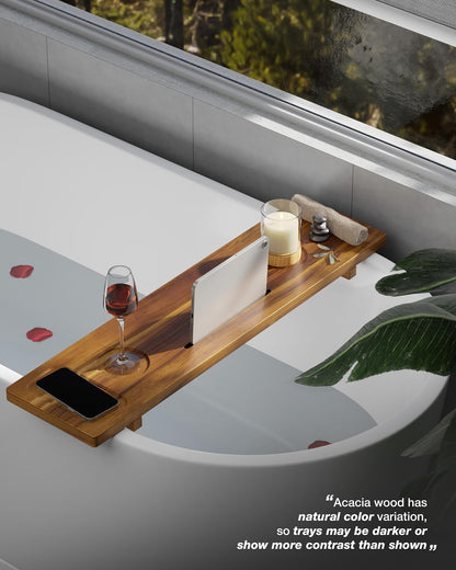 Acacia Large Bath Tray for Tub 34.6"x9" Wooden Bathtub Caddy Tray
