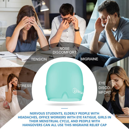 Migraine Relief Cap, All Around Gel Covered Reusable Headache Relief Cap, Black Migraine Cap for Headache Relief, Puffy Eyes