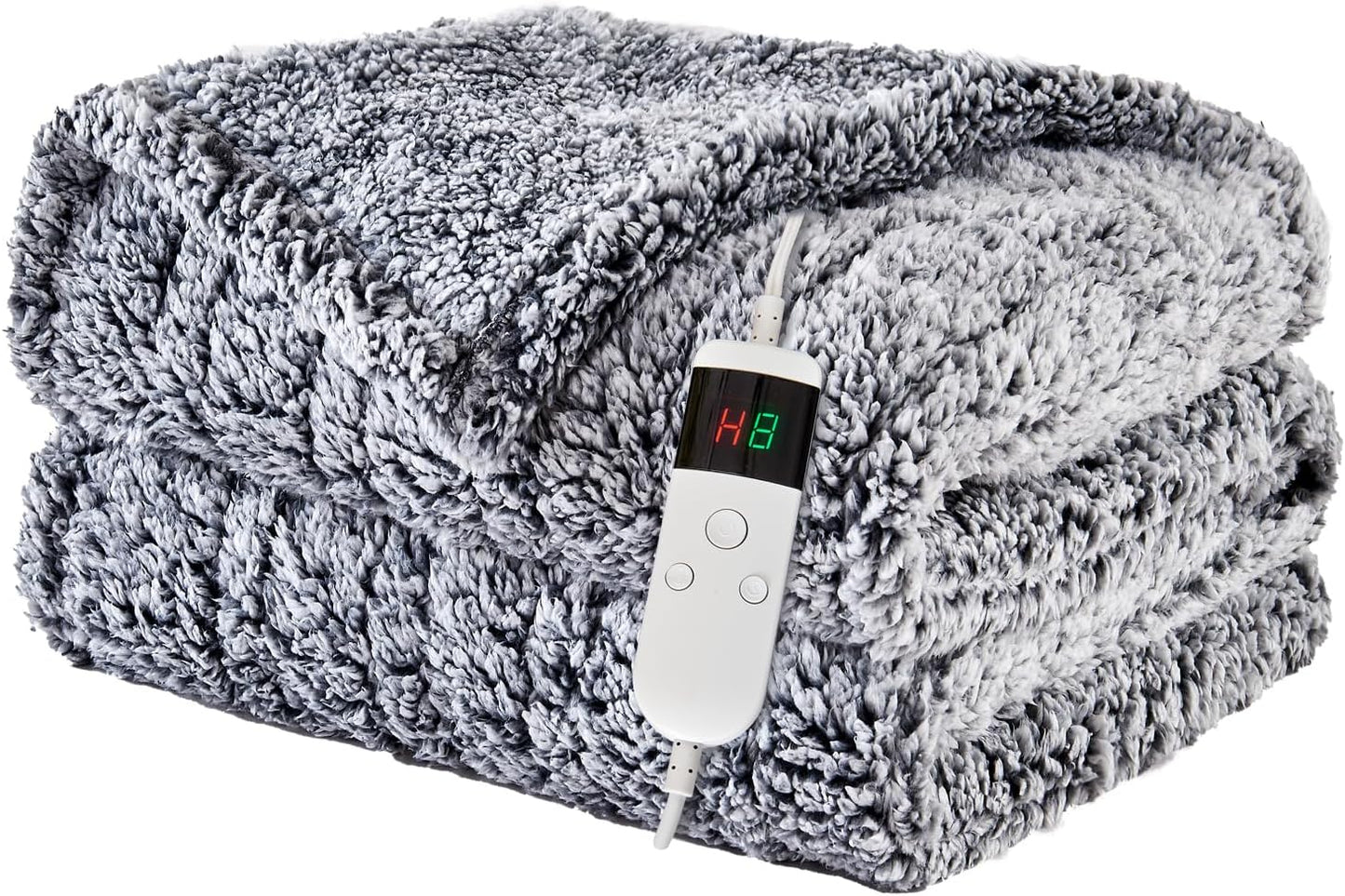Electric Blanket Heated Throw, Soft Flannel 50"x60" Heating Blanket with 8 Hours Auto Off 10 Fast Heating Levels Machine Washable Sherpa Heated Blanket with Overheating Protection