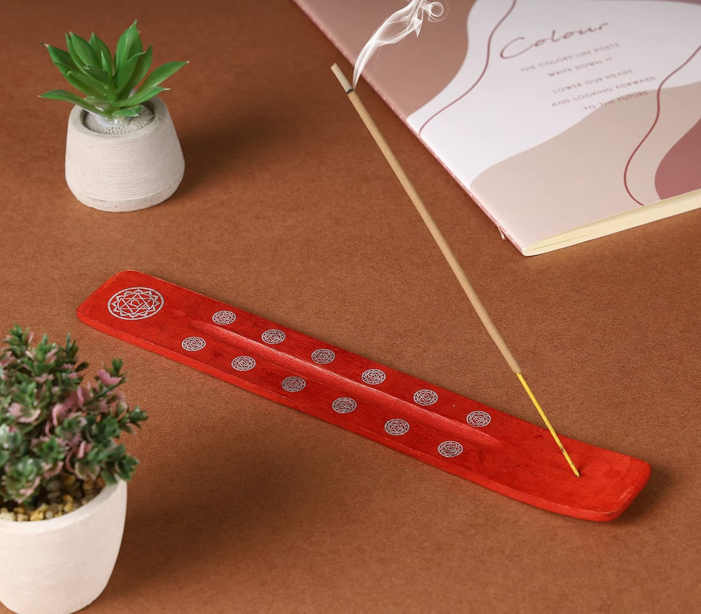 Bless-International Traditional-Handmade-Burner Wooden-Incense-Stick-Holder Ash-Catcher-Stand for-Aromatherapy-Meditation-Yoga (Incense Holder 10 inch(2 pcs))