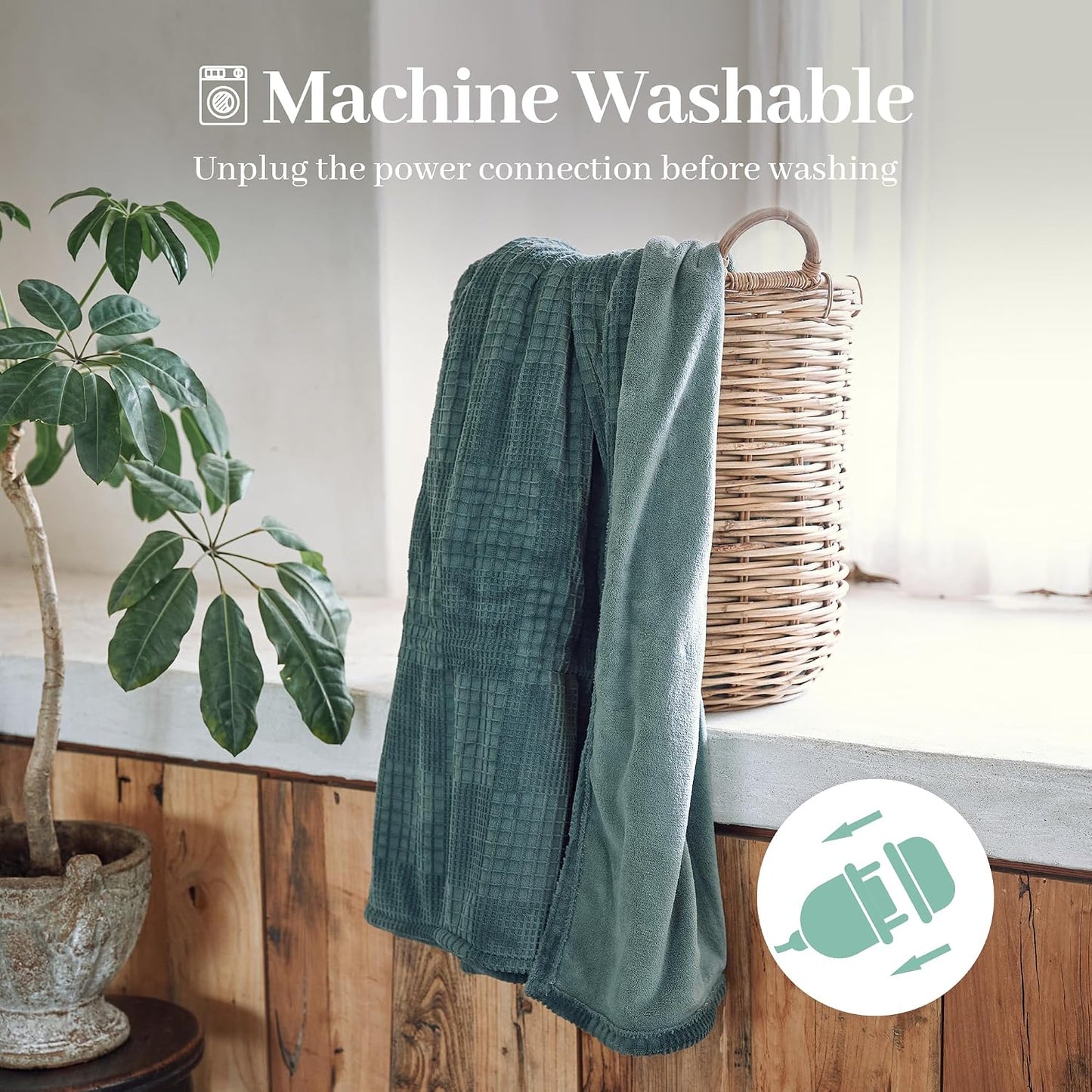 Texciting Heated Blanket Electric Blanket Throw 50''X60''-Heating Throw with 9 Heat Settings-2-10 Hours Auto Off,ETL Certified,Machine Washable (Green)
