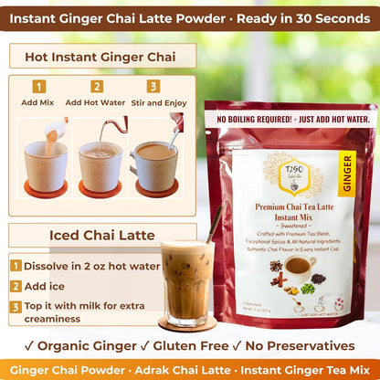 T2GO Authentic Karak Masala Chai Tea Mix – Just Add Water, 8 oz | Bold karak-style masala chai — real milk & spices in every scoop, no simmering