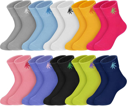 Eurzom 10 Pairs Socks Womens Crew Elastic Ankle Length Cotton Socks Aesthetic Cute Lightweight Low Cut Gifts for Women - Colors A