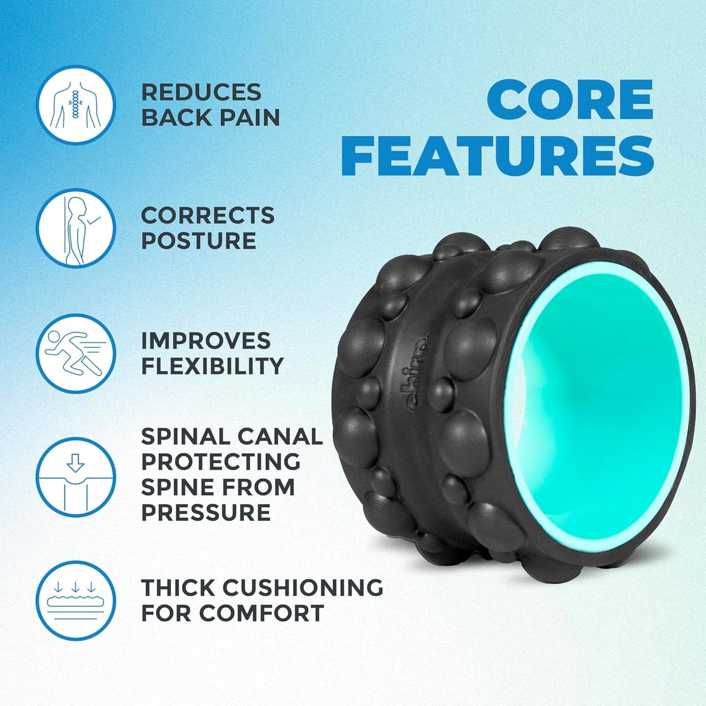 Chirp Wheel XR 3P Massage Roller Set - 10” Acupressure, 6” Knot-Kneading Thumb, 4” Neck & Headache Tension Relief, High Density Foam Massage Rollers for Back & Neck Pain, 500lbs Capacity, Black