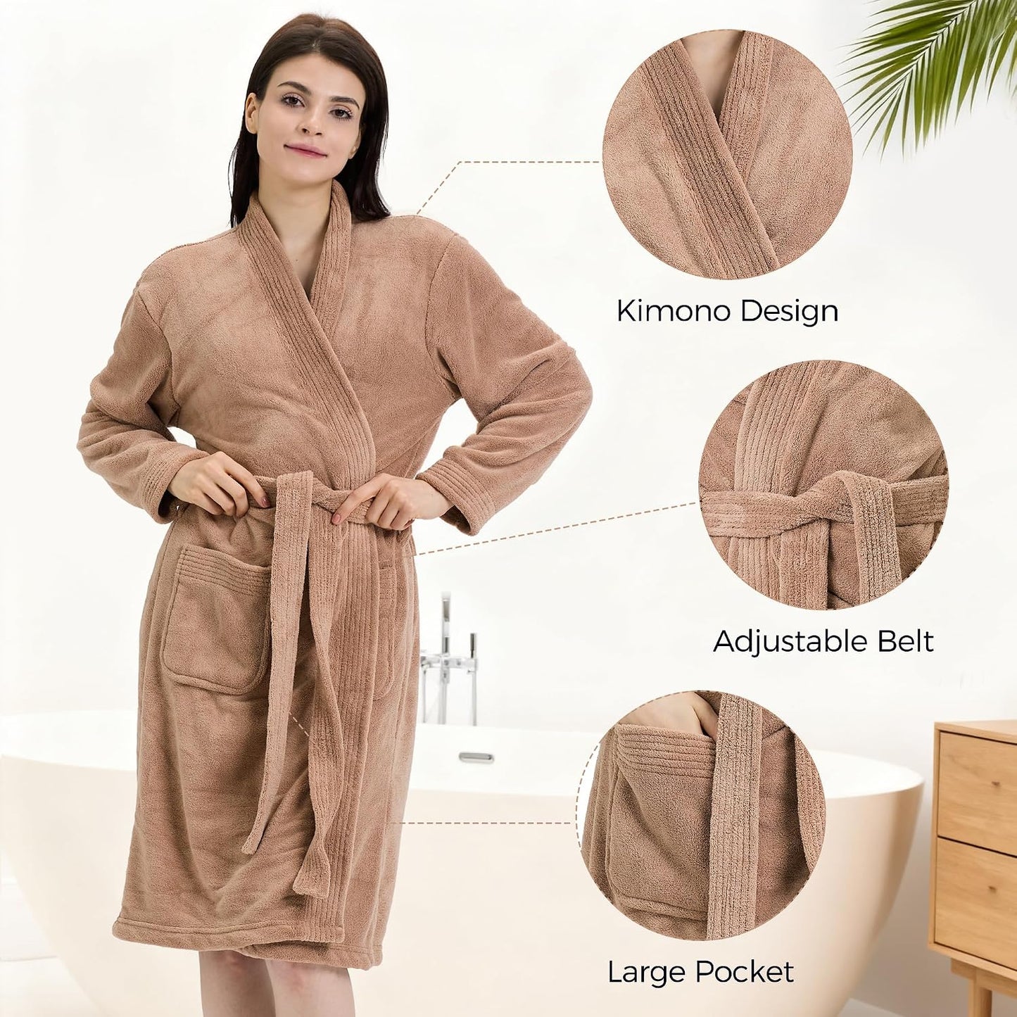PJGGZ Towel Robe for Women – Soft Absorbent Kimono Bathrobe, Quick-Dry Spa Shower & Hotel Use