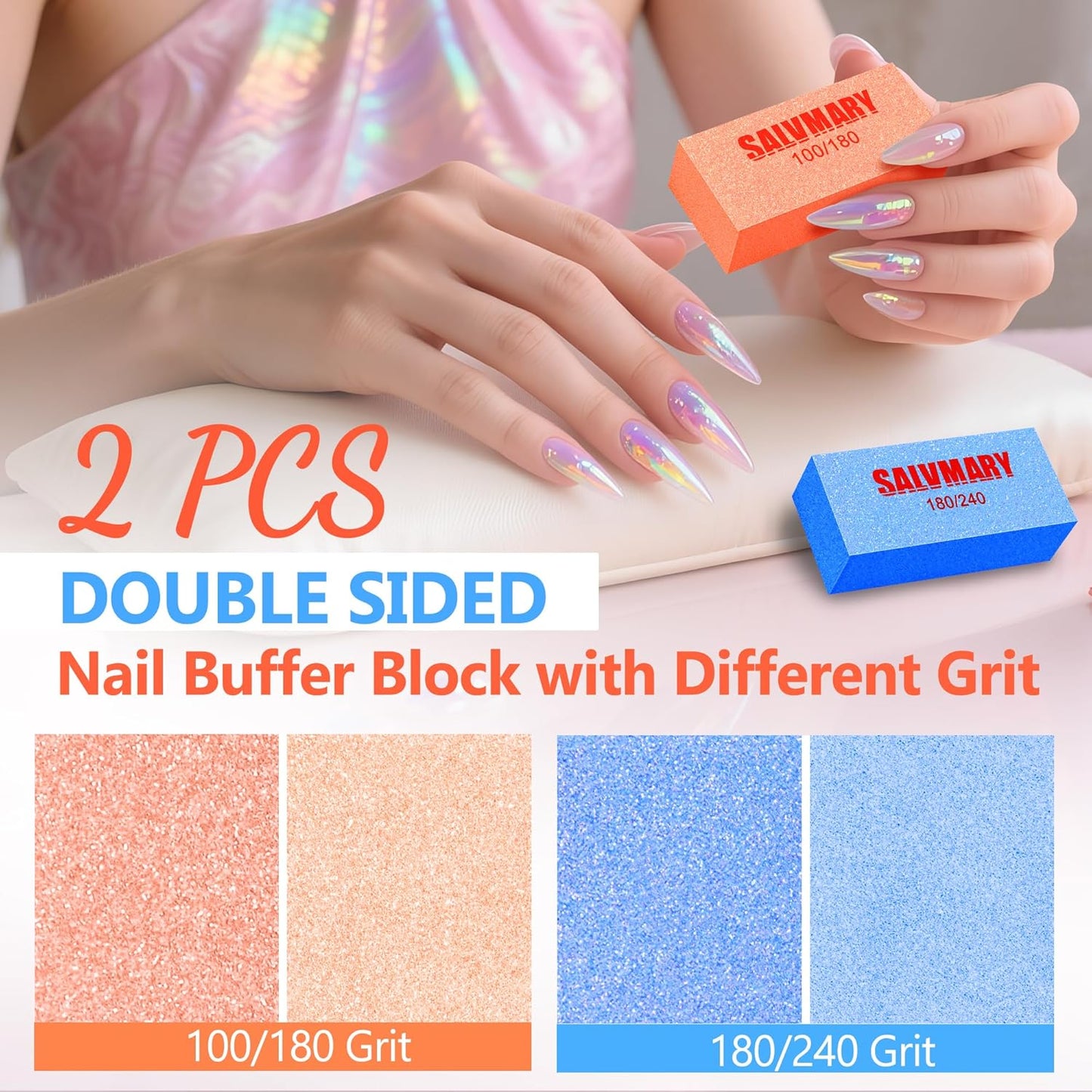 Nail Files and Buffers, Professional Manicure Tools Kit, 100/180 Grit Double Sided Emery Boards for Nails, 80/100 Grit Nail Buffer Blocks Supplies for Home Salon 8Pcs