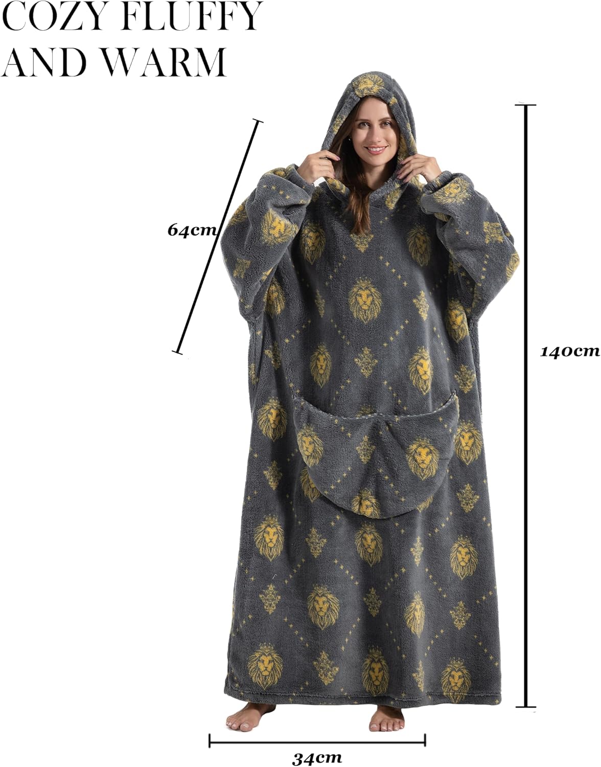 Capecage Blanket Hoodie, Long Hooded Blanket Sweatshirt as Birthday Gifts for Women Men, Long Wearable Blanket for Women Men.