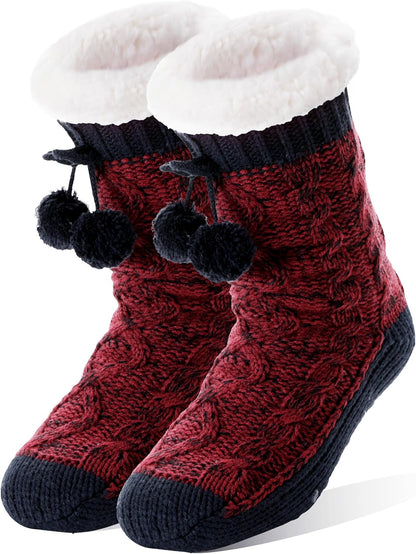 Welwoos Womens Slipper Fuzzy Grips Socks Fluffy Winter Warm Thick Thermal Cozy Plush Non Slip Cabin Soft Fleece Socks