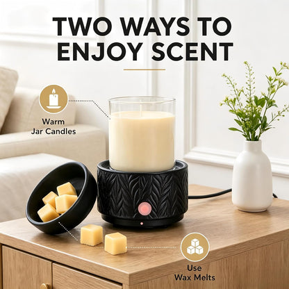 Ceramic Wax Melt Warmer, Fragrance Wax Warmer 4-in-1 Electric Candle Wax Melter and Wax Cubes for Home Office Bedroom Aromatherapy Essential Oil Burner is Birthday Gifts for Women Mom Girl(Dark Brown)