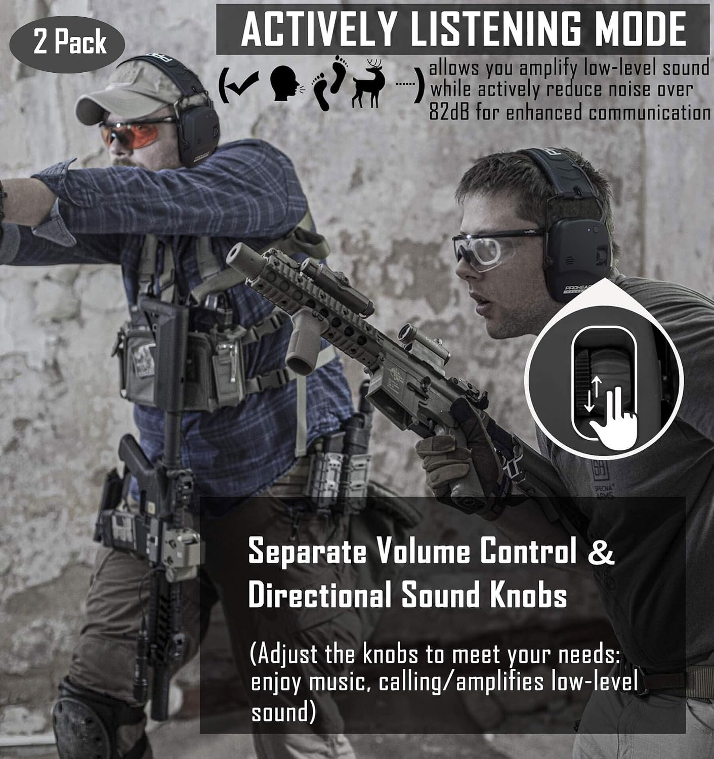 PROHEAR Electronic Ear Protection for Shooting with 4X Sound Amplification, Gun Range Hearing Protection Muffs, NRR 23dB Noise Reduction Headphones for Hunting, Green