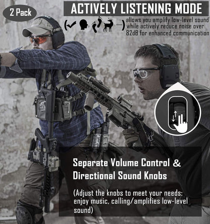 PROHEAR Electronic Ear Protection for Shooting with 4X Sound Amplification, Gun Range Hearing Protection Muffs, NRR 23dB Noise Reduction Headphones for Hunting, Green