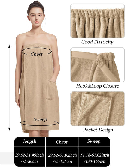 Women'S Soft Wrap Towel Full Length，Bath Robe After Shower Female Plush Long，Spa Bathrobes Lightweight With Pockets