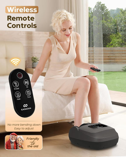 EaseZen Foot Massager Machine with Heat, Shiatsu Foot Massager with Remote, 2026 Upgraded Deep Kneading, for Plantar Fasciitis, Neuropathy, Birthday Gifts for Women Mom Men Dad, Up to Foot Size 14