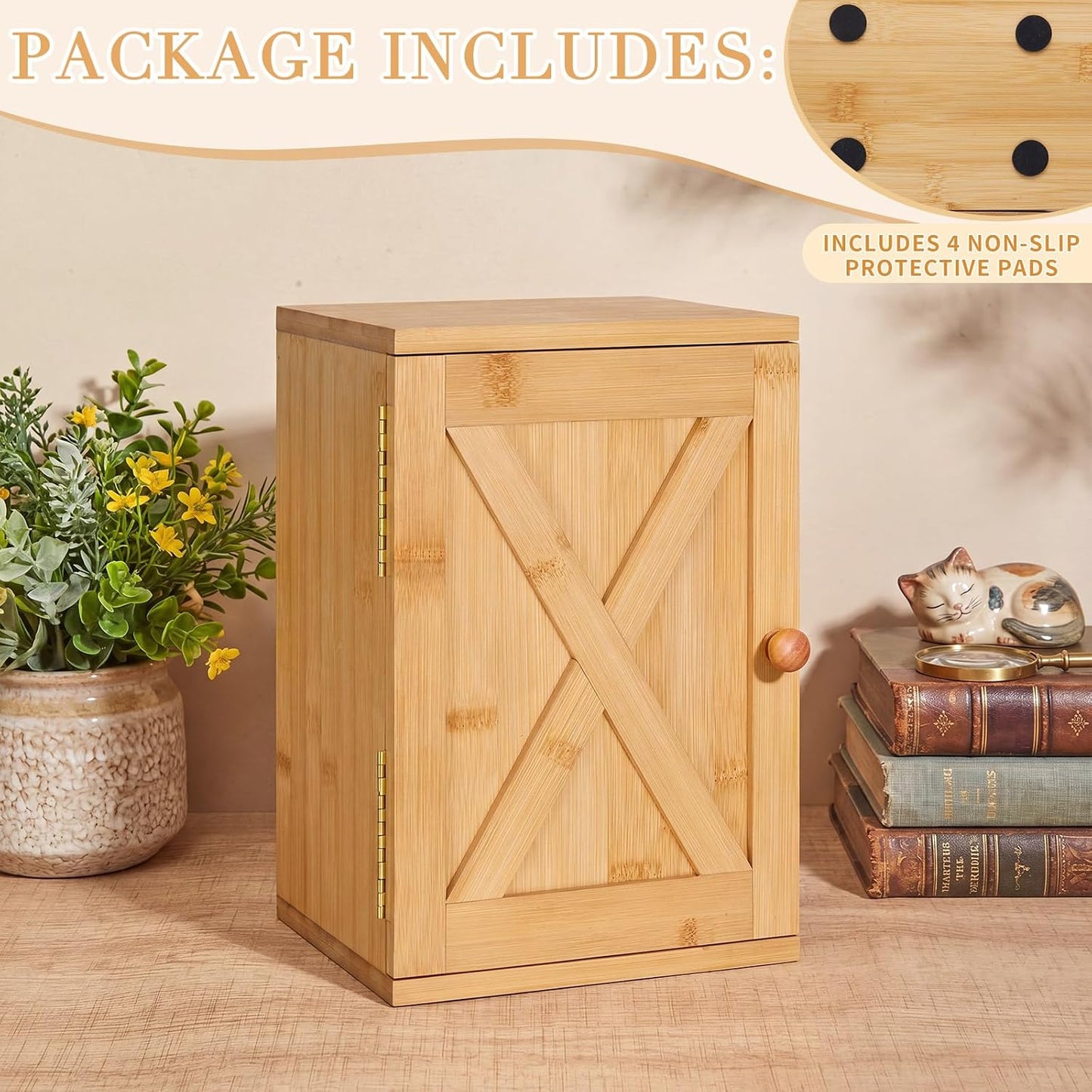 Bamboo Phone Box for Family Time, 6 Phones 3 Slots, Door-Shaped
