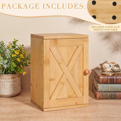 Bamboo Phone Box for Family Time, 6 Phones 3 Slots, Door-Shaped